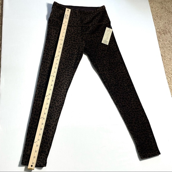 Khakis & Co Suave Women’s Knit Corduroy Leggings Leopard Print Espresso Petite S - Picture 4 of 16